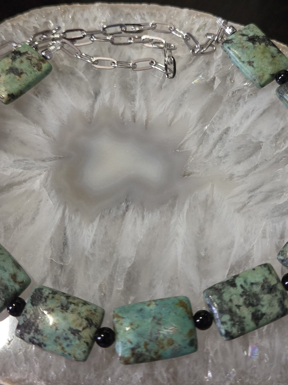 African Turquoise Stone Necklace - Picture 3 of 3